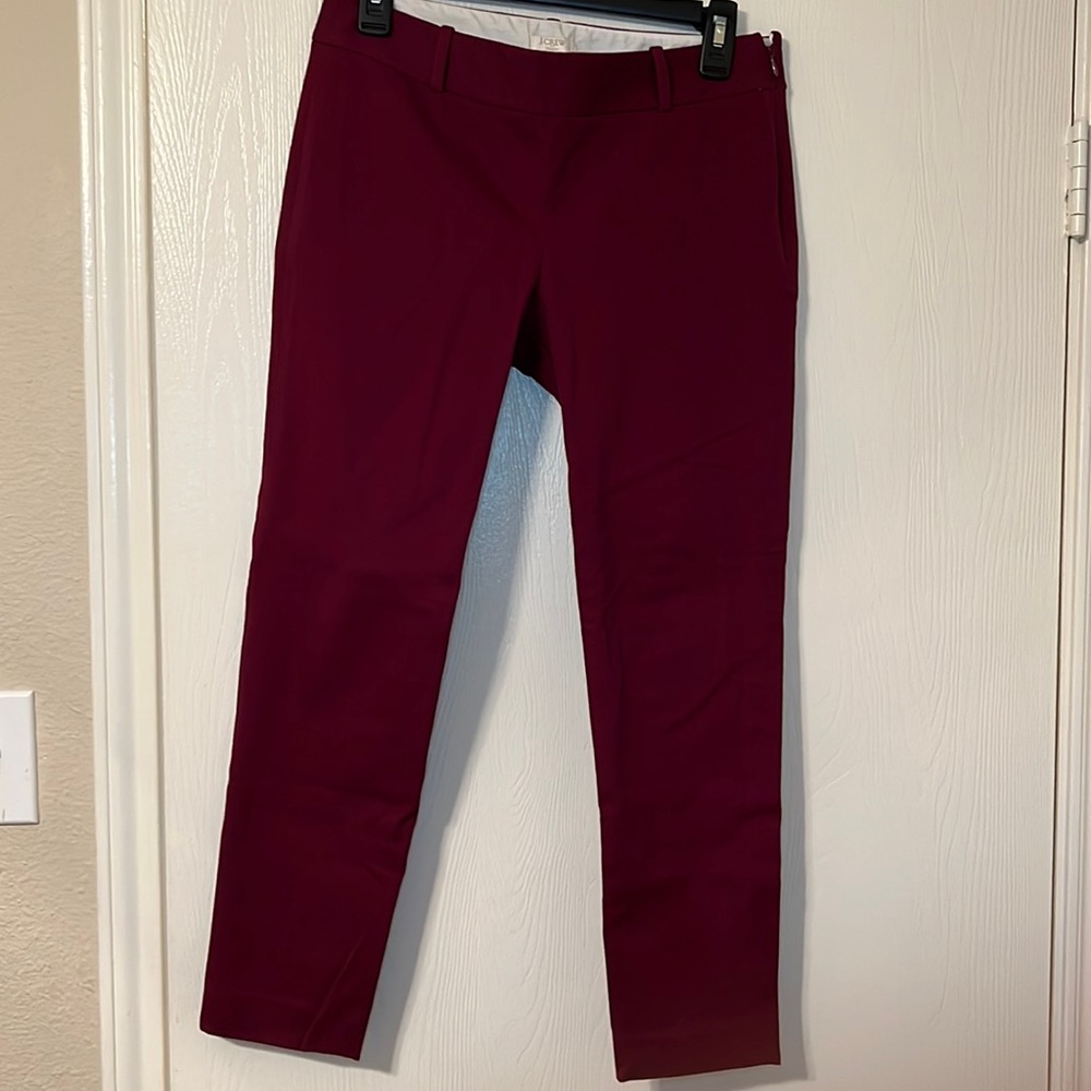 J Crew Skinny Dress Pant Burgundy Size 2
